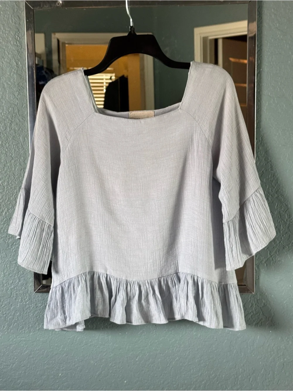 Anthropologie Moon River Boho Square Neckline Trendy Oversized Top